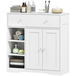 Bathroom Floor Cabinet, Bathroom Cabinet With Drawer And Door, Shelves, White - thumbnail 1