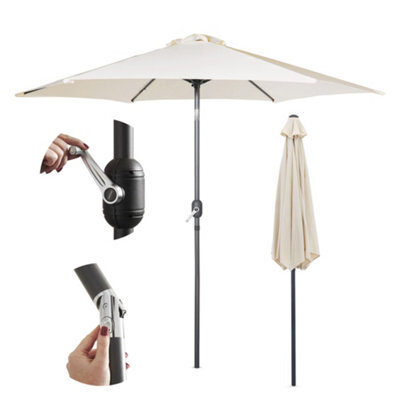 Vonhaus Parasol 2.7M, Garden Umbrella, Sun Shade Canopy With Hand Crank, Tilt Function, Uv30+ Protection, Air Vent, Steel Frame - image 1