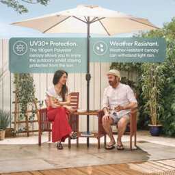 Vonhaus Parasol 2.7M, Garden Umbrella, Sun Shade Canopy With Hand Crank, Tilt Function, Uv30+ Protection, Air Vent, Steel Frame - thumbnail 4