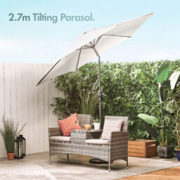 Vonhaus Parasol 2.7M, Garden Umbrella, Sun Shade Canopy With Hand Crank, Tilt Function, Uv30+ Protection, Air Vent, Steel Frame - thumbnail 2