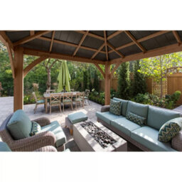 Xample Yardistry 12X12Ft Wooden Gazebo Cedar Wood Aluminium Roof Outdoor Garden Shelter Heavy Duty Frame Pavilion Brown - thumbnail 4