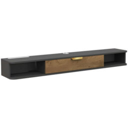 Wyld Haus Nova 140Cm Floating Tv Stand In Charcoal Grey And Natural Wood-Effect With Storage - thumbnail 2
