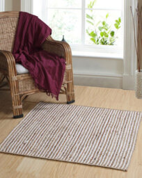 Second Nature Online Chakkar Pale Stripe Square Jute Beige Hall Rug / 120 Cm X 120 Cm - thumbnail 1