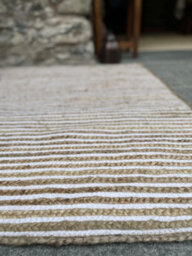Second Nature Online Chakkar Pale Stripe Square Jute Beige Hall Rug / 120 Cm X 120 Cm - thumbnail 4