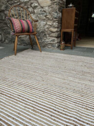Second Nature Online Chakkar Pale Stripe Square Jute Beige Hall Rug / 120 Cm X 120 Cm - thumbnail 5
