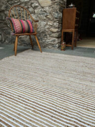 Second Nature Online Chakkar Pale Stripe Square Jute Beige Hall Rug / 120 Cm X 120 Cm - thumbnail 8