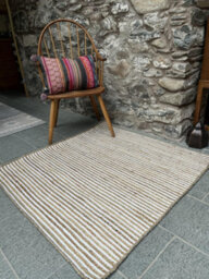 Second Nature Online Chakkar Pale Stripe Square Jute Beige Hall Rug / 120 Cm X 120 Cm - thumbnail 7