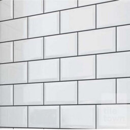 Top Ceramics White Bevelled Satin Metro Ceramic Wall Tile (L)200mm X (W)100mm Each Box 0.88Sqm