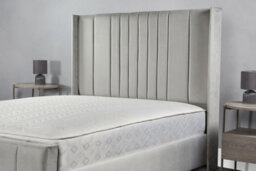 Sloomy Grace Wing Back Bed Frame With Sprung Memory Foam Mattress- Silver Plush- Pink Plush- King - thumbnail 3