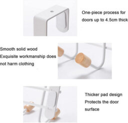 Over-The-Door Coat Rack, Suitable For Kitchen, Bathroom, Bedroom, Living Room, Etc., 6 Hooks - thumbnail 2