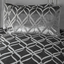 Soirée Belfort Woven Geo Dark Grey Velvet Duvet Cover Set - thumbnail 3