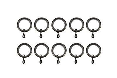 GoodHome Antiki Antique Brass Effect Curtain Ring (Dia)19mm, Pack Of 10 Compatibility- 16/19mm Curtain Poles - image 1