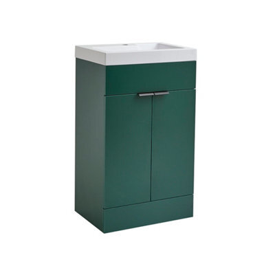Homestylestore 502mm Dark Green Floorstanding Bathroom Vanity Unit And Black Finger Pull Handle - image 1
