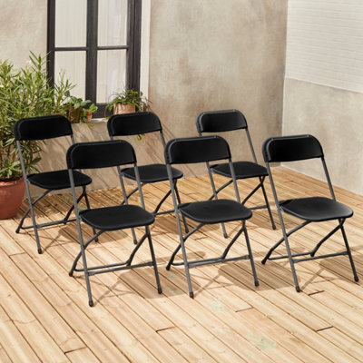 Sweeek - Set Of 6 Folding Event Chairs Fiesta Charcoal Grey 44X81X50 Cm - image 1