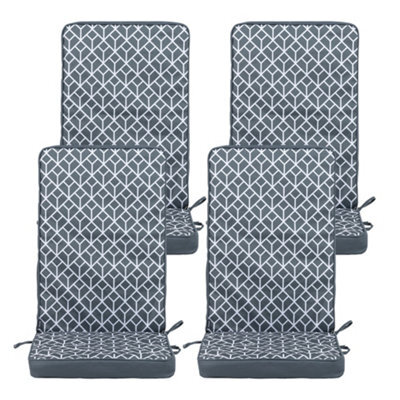 icon Outdoor High Back Seat Cushion Set Of 4 Grey Geometric - image 1
