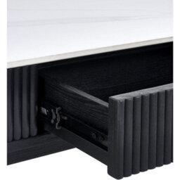 Oakham Lauriston Fluted Stone Top Coffee Table With 2 Drawers In White Marble And Black - thumbnail 6