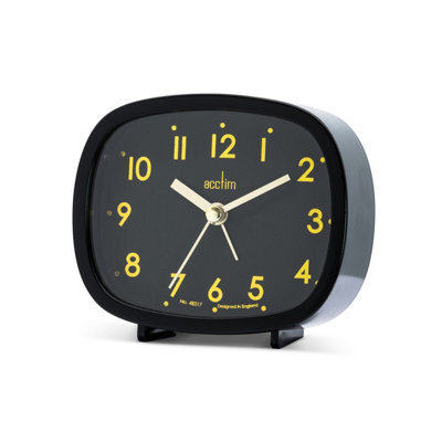 Acctim Hilda Analogue Alarm Clock Non Ticking Sweep Crescendo Alarm Backlight Retro Black - image 1