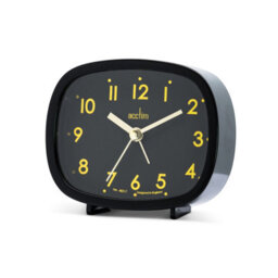 Acctim Hilda Analogue Alarm Clock Non Ticking Sweep Crescendo Alarm Backlight Retro Black - thumbnail 1