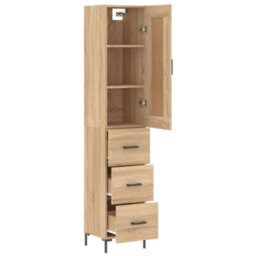 Berkfield Highboard Sonoma Oak 34.5X34X180 Cm Engineered Wood - thumbnail 4