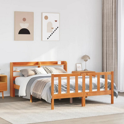 Berkfield Bed Frame With Headboard Without Mattress Wax Brown 140X200 Cm - image 1
