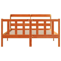 Berkfield Bed Frame With Headboard Without Mattress Wax Brown 140X200 Cm - thumbnail 4