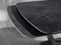 Angel Cerda Elegant Oval Barrel Dining Table With Extendable Features In Porcelain Marble And Black Steel - thumbnail 4