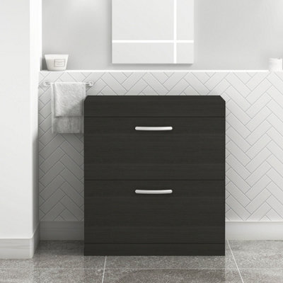 Royal Bathrooms Turin 800mm Hale Black Floor Standing Worktop Vanity Unit - 2 Drawer - image 1