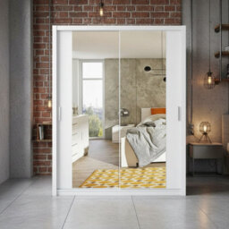 Contemporary Bono Sz180 White Wardrobe With Mirror And Sliding Doors For Efficient Organisation - thumbnail 3