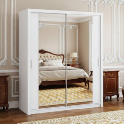 Contemporary Bono Sz180 White Wardrobe With Mirror And Sliding Doors For Efficient Organisation - thumbnail 2