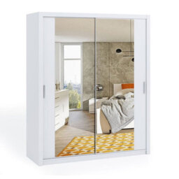 Contemporary Bono Sz180 White Wardrobe With Mirror And Sliding Doors For Efficient Organisation - thumbnail 5
