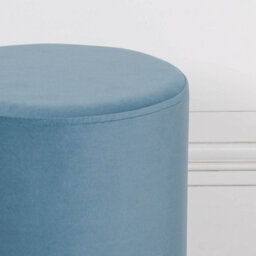 Amour Ocean Blue Velvet Pouffe Gold Trim Round Stool Ottoman - thumbnail 2