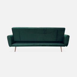 Sweeek. 3-Seater Convertible Sofa Bed Green Velvet - thumbnail 2