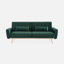 Sweeek. 3-Seater Convertible Sofa Bed Green Velvet - thumbnail 4