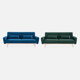Sweeek. 3-Seater Convertible Sofa Bed Green Velvet - thumbnail 7