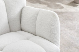 Abrihome Full-Kd Teddy Fabric Tufted Upholstered Rocking Chair Padded Seat For Living Room Bedroom, Ivory White - thumbnail 5
