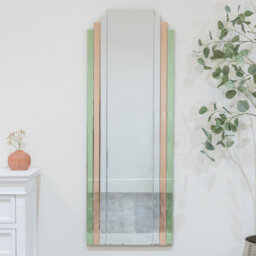 Melody Maison Large Frameless Pink & Green Glass Art Deco Wall Mirror 52Cm X 142Cm - thumbnail 5