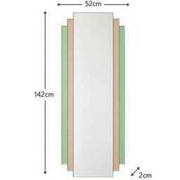 Melody Maison Large Frameless Pink & Green Glass Art Deco Wall Mirror 52Cm X 142Cm - thumbnail 7
