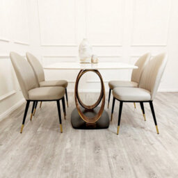 Stratus Interiors Orion Gold 1.8 Dining Table With Polar White Sintered Stone Top - Doorstep Delivery Only No Assembly - thumbnail 8