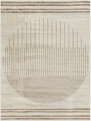 Livabliss Floransa-Geometric Grey Ivory Brown Modern Living Dining Bedroom Rug 120 X 170 Cm Easy Care, Non Shedding - image 1
