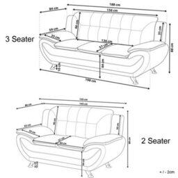 SquareBoxx Eclipse 3+2 Modern Leather Sofa Set - Grey - thumbnail 3