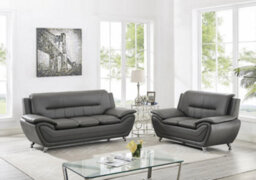 SquareBoxx Eclipse 3+2 Modern Leather Sofa Set - Grey