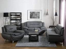 SquareBoxx Eclipse 3+2 Modern Leather Sofa Set - Grey - thumbnail 2
