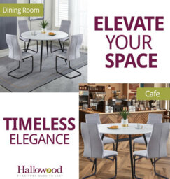 Hallowood Furniture Cullompton Large Round White Marble Effect Dining Table 120Cm With 4 Grey High Back Chairs - thumbnail 6