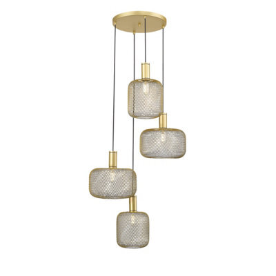 Luminosa Lighting Luminosa Osiris Cluster Pendant Ceiling Light 4 Light Gold Paint E27 - Uk Stock - image 1