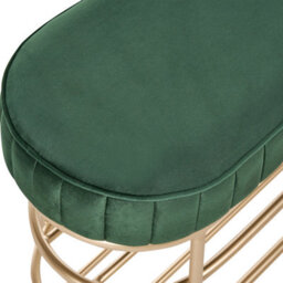 Beliani 2 Tier Shoe Bench Vergennes Velvet Emerald Green With Shelf - thumbnail 6