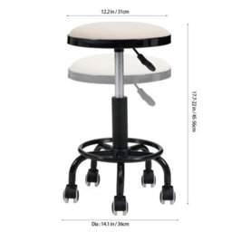 Living And Home Beige Pu Leather Round Salon Stool Rolling,height Adjustable - thumbnail 9