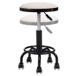 Living And Home Beige Pu Leather Round Salon Stool Rolling,height Adjustable - thumbnail 7
