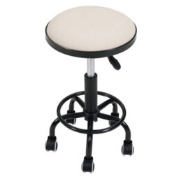 Living And Home Beige Pu Leather Round Salon Stool Rolling,height Adjustable - thumbnail 1