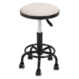 Living And Home Beige Pu Leather Round Salon Stool Rolling,height Adjustable - thumbnail 6