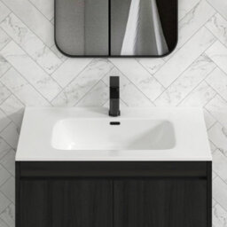 Royal Bathrooms Orion 800mm Floor Standing Bathroom Vanity Unit 2 Door Hale Black With Ceramic Basin & Black Accent Trim - thumbnail 7